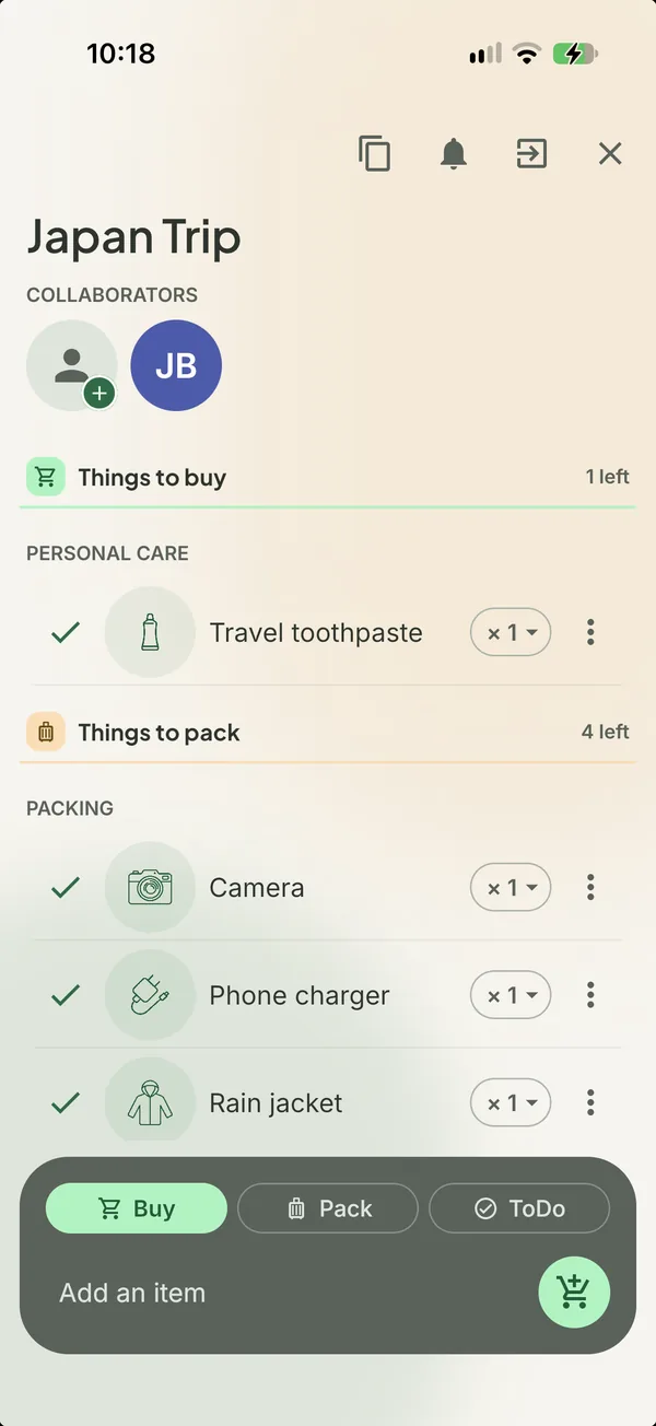 A Japan trip list with things to buy, pack and do